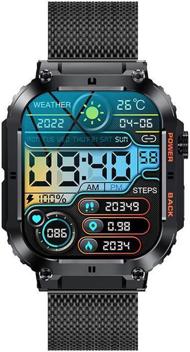 Alt view image 7 of 7 - K57pro Talk Smart Watch Music Weather 1.96 Inch Heart Rate Blood Pressure Blood Oxygen Smart Watch (Silver Leather)