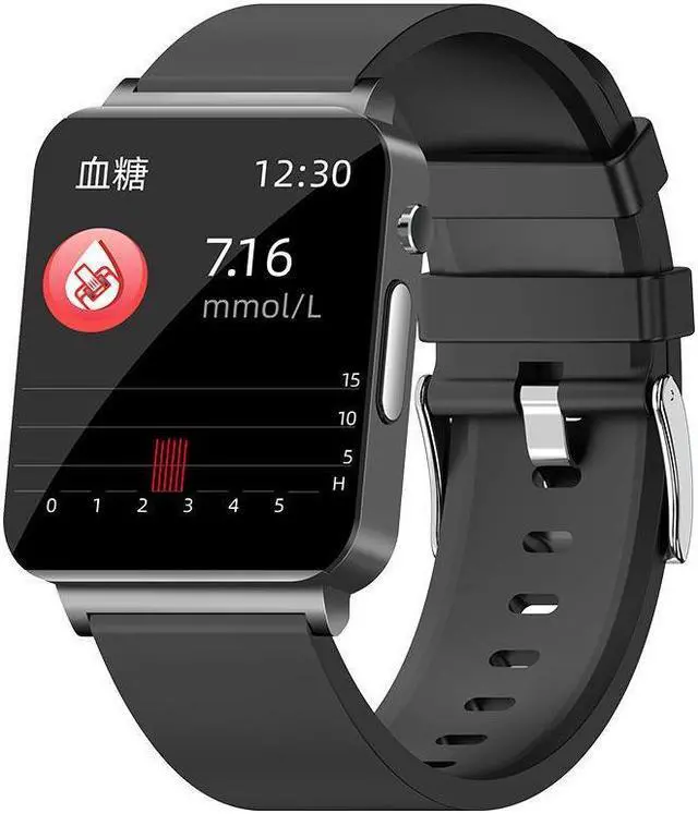 Alt view image 2 of 7 - Ks03 Ecg Non-Invasive Blood Glucose Smart Watch Heart Rate Blood Pressure Temperature Monitoring Smart Bracelet Sports Watch (Black)