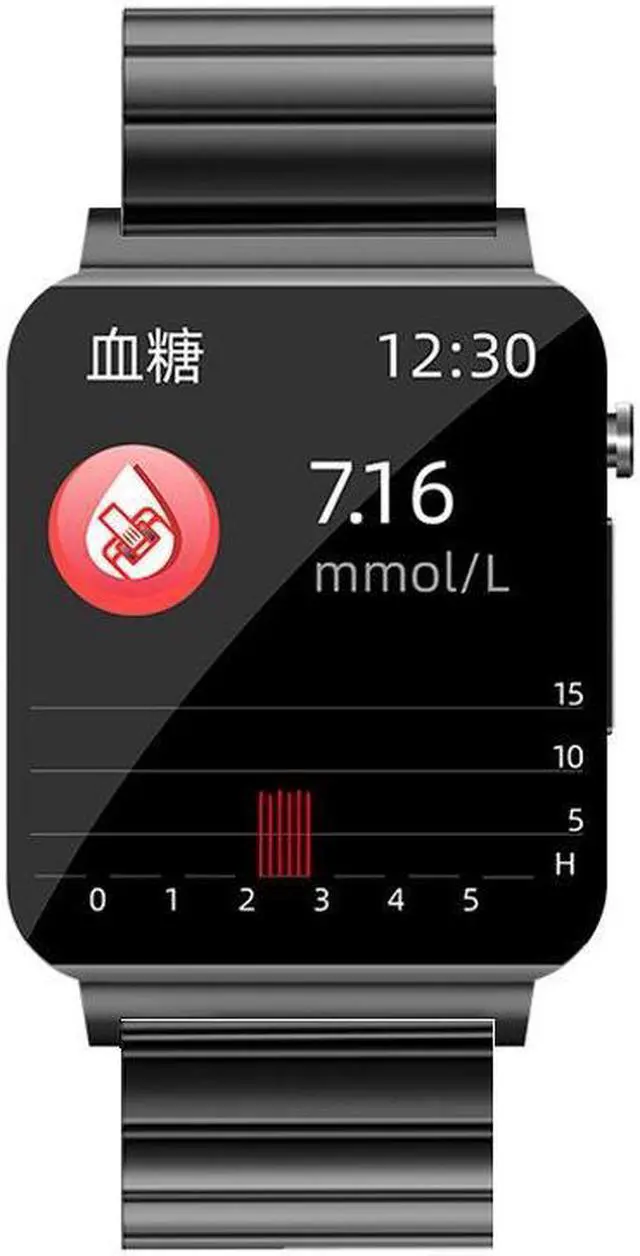 Alt view image 6 of 7 - Ks03 Ecg Non-Invasive Blood Glucose Smart Watch Heart Rate Blood Pressure Temperature Monitoring Smart Bracelet Sports Watch (Black)