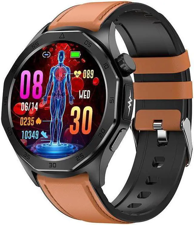 Alt view image 4 of 7 - Et480 Ecg Bluetooth Call Body Fat Blood Pressure Blood Glucose Heart Rate Blood Pressure Women's Health Multi-Sport Smart Watch (Red)