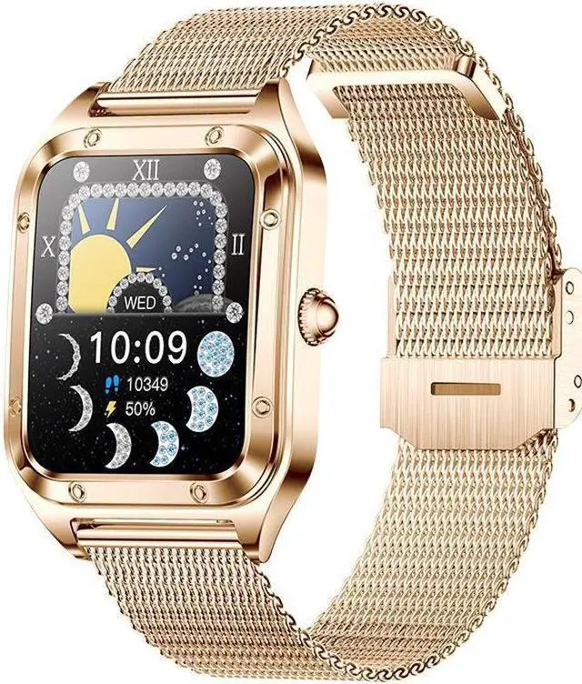 Main image of I98 Women Bluetooth Call Smart Watch Heart Rate Blood Pressure Blood Oxygen Monitoring Multi-Sport Smart Watch (Golden Milan)