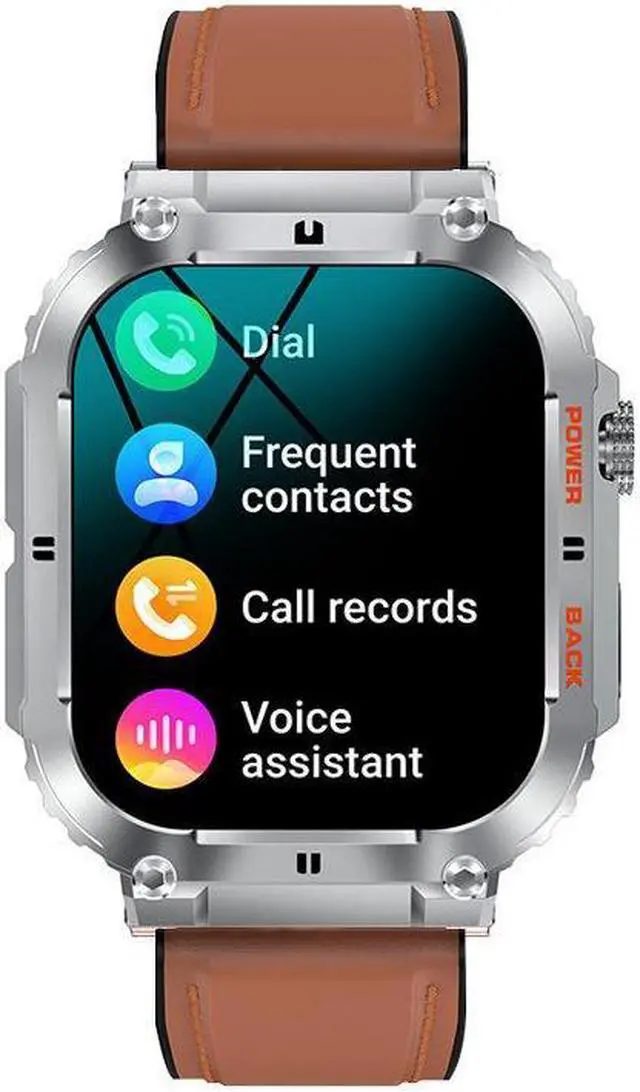 Main image of K57pro Talk Smart Watch Music Weather 1.96 Inch Heart Rate Blood Pressure Blood Oxygen Smart Watch (Silver Leather)