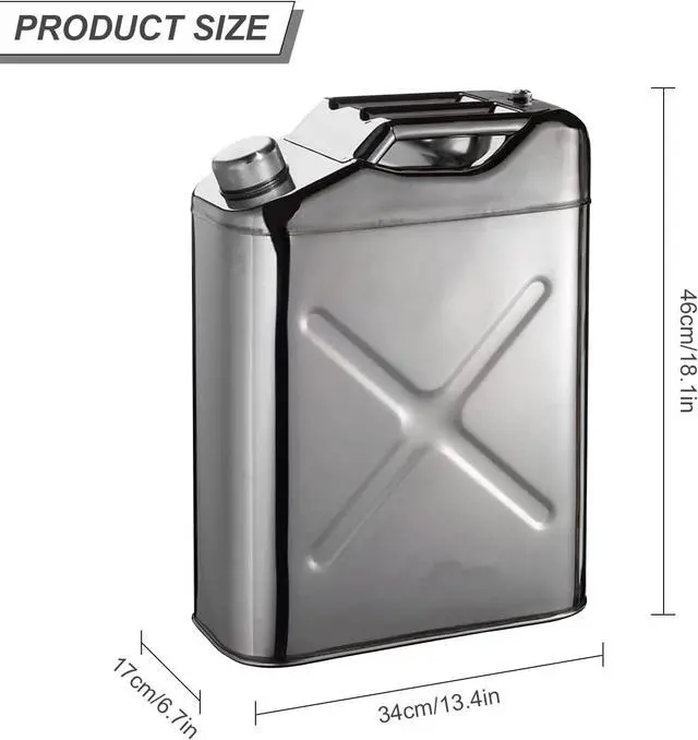 Alt view image 2 of 7 - 5 Gallon Stainless Steel Water Can, 20L Portable Jerry Can for Emergency Water Storage, Outdoor Camping & Car Survival Kits, BPA-Free