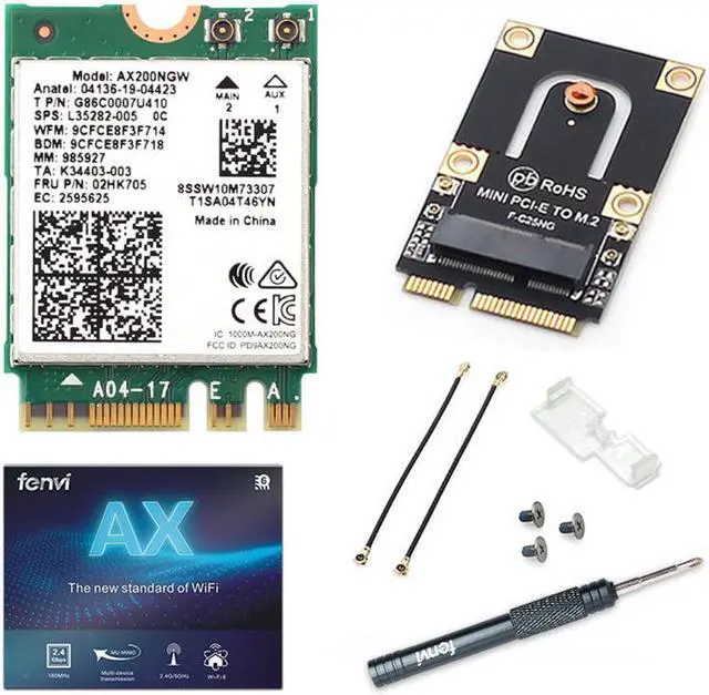 Alt view image 7 of 9 - Wireless Mini PCI-E Wi-Fi 6 Intel AX200 Adapter Kit 2974Mbps Bluetooth 5.0 M.2 To Mini PCI Express Full Wifi Card AX200NGW 802.11ax/ac 160Mhz 2.4G/5G MU-MIMO OFDMA Windows 10 For Laptop Desktop