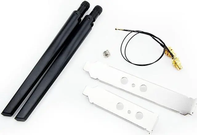 Main image of Dual band 5dbi Wireless WiFi Antenna RP-SMA + MHF4/IPEX Pigtail Cable Desktop Kit For NGFF M.2 Card Intel AX200 9260 8265 3G/4G Module