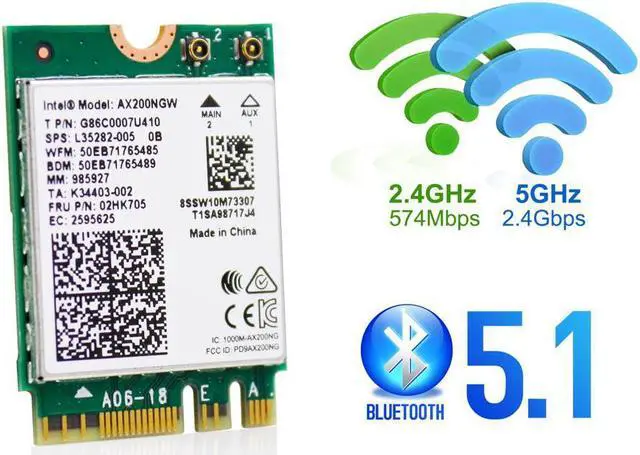 3000Mbps WiFi 6 M.2 Key E For Intel AX200 Dual Band Wireless Adapter,  AX200NGW Bluetooth 5.0 Wi-Fi Network Card, 2.4Ghz/5Ghz, 802.11ac/ax,  Support