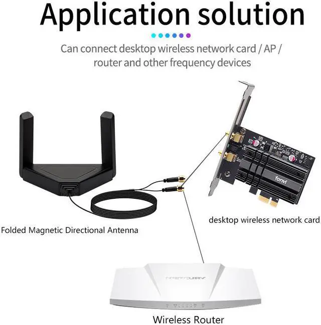 Alt view image 5 of 7 - 6dBi WiFi Network Antennas Dual Band with RP-SMA Female Connector, AC 2.4GHz 5GHz Antennas with Magnetic Base Work with PCI-E Wi-Fi Network Card USB WiFi Adapter Wireless Router Extender IP Camera