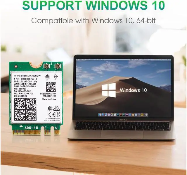 Alt view image 5 of 6 - 3000Mbps WiFi 6 M.2 Key E For Intel AX200 Dual Band Wireless Adapter, AX200NGW Bluetooth 5.0 Wi-Fi Network Card, 2.4Ghz/5Ghz, 802.11ac/ax, Support MU-MIMO, OFDMA, Support Windows 10 For Laptop Desktop