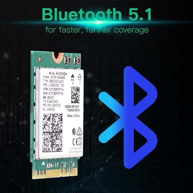 Alt view image 3 of 6 - 3000Mbps WiFi 6 Intel AX200 Bluetooth 5.1 M.2 Key E Card IPEX4 Antennas, Wireless AX200NGW Dual Band 2.4Ghz/5Ghz 802.11ac/ax WiFi Network Adapter, Support Windows 10 Linux For Laptop Desktop PC