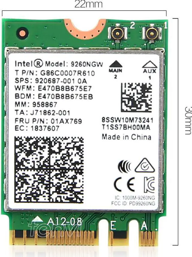 Alt view image 3 of 4 - 1730Mbps WiFi M.2 Key E Intel 9260 Dual Band Wireless Adapter Bluetooth 5.0 With IPEX4 Antennas, 9260NGW WiFi Network Card, 2.4Ghz/5Ghz, 802.11ac, Support Windows 10 Linux For Laptop Desktop PC