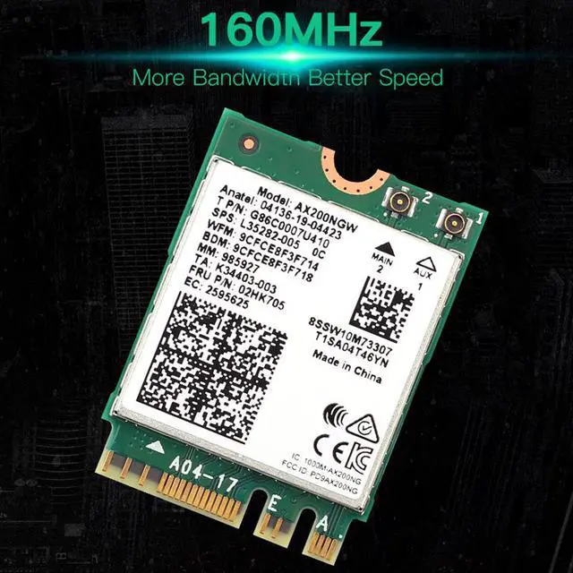 Alt view image 5 of 7 - 3000Mbps Dual Band Intel Wi-Fi 6 AX200 (Gig+) Desktop Kit Bluetooth 5.1 For M.2 2230 Key E Wireless Adapter