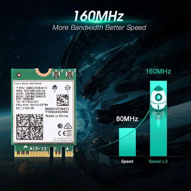 Alt view image 5 of 7 - Bluetooth 5.2 Wi-Fi 6E Intel AX210 Card 3000Mbps 2.4Ghz 5Ghz 6Ghz M.2 2230 Key E Desktop Kit Wireless Adapter AX210NGW 802.11ax/ac Support MU-MIMO OFDMA Windows 10 With 6Dbi Antenna Set