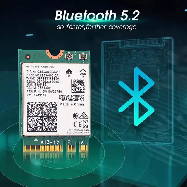 Alt view image 3 of 7 - Bluetooth 5.2 Wi-Fi 6E Intel AX210 Card 3000Mbps 2.4Ghz 5Ghz 6Ghz M.2 2230 Key E Desktop Kit Wireless Adapter AX210NGW 802.11ax/ac Support MU-MIMO OFDMA Windows 10 With 6Dbi Antenna Set