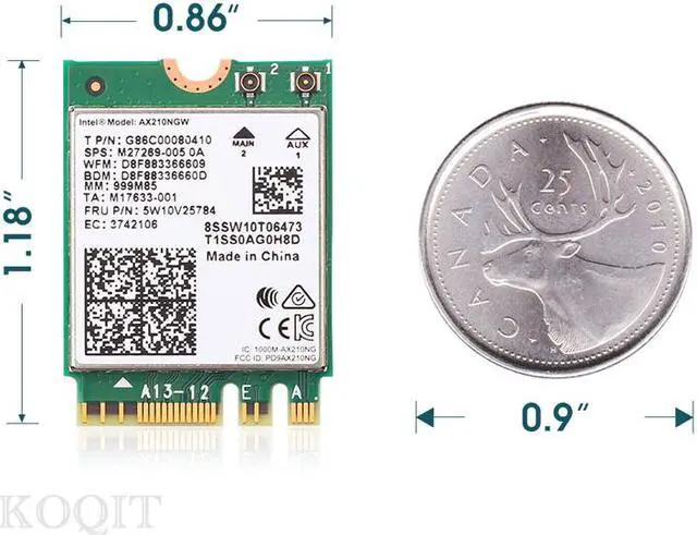 Alt view image 7 of 7 - Bluetooth 5.2 Wi-Fi 6E Intel AX210 Card 3000Mbps 2.4Ghz 5Ghz 6Ghz M.2 2230 Key E Desktop Kit Wireless Adapter AX210NGW 802.11ax/ac Support MU-MIMO OFDMA Windows 10 With 6Dbi Antenna Set
