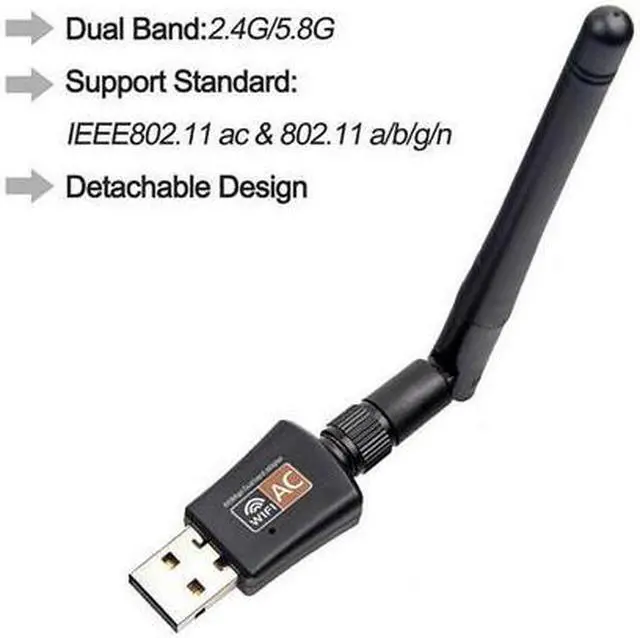 Alt view image 5 of 7 - 600Mbps USB Wifi Adapter for PC Mini 802.11ac Dual Band 2.4G/5G High Gain 2dBi Antenna Wireless Network Adapter Wi-Fi Dongle Adapter Support Windows XP,Win Vista,Win 7,Win 8.1, Win 10,Mac OS X 10