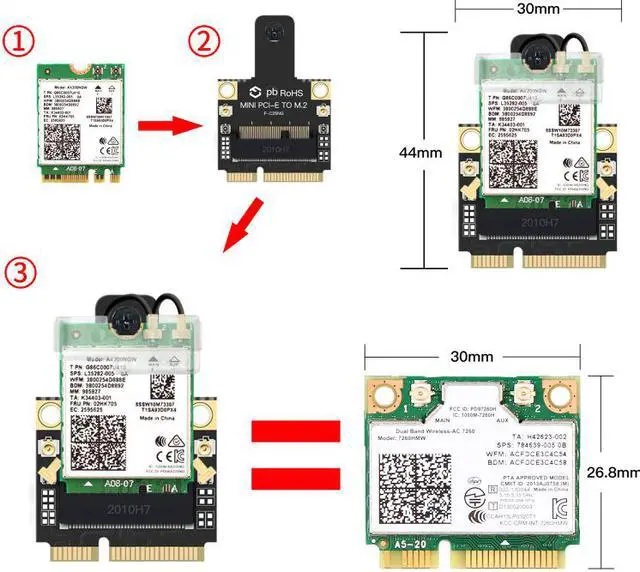 Alt view image 3 of 6 - New M.2 NGFF to Mini PCI-E Adapter For M.2 Wifi Bluetooth Wireless Wlan Card Intel AX210 AX200 9260 8265 8260 For Laptop PC Mini PCI Express