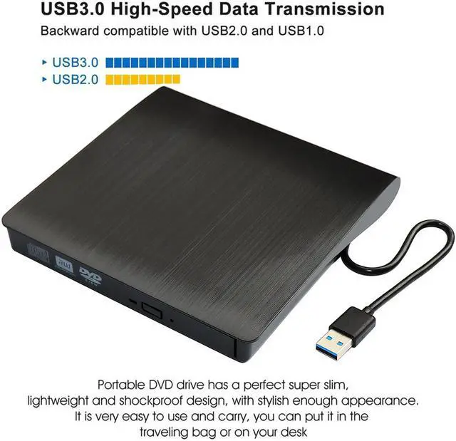 Alt view image 2 of 6 - Portable USB 3.0 Type C DVD-ROM Optical Drive External Slim CD ROM Disk Reader Desktop PC Laptop Tablet Promotion DVD Player