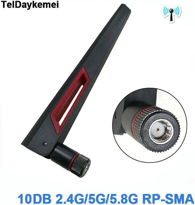 Main image of 1pcs 10dBi Dual Band 2.4GHz 5GHz 5.8Ghz WiFi Antenna RP-SMA Connector Universal Antennas Amplifier WLAN Router Antenne Booster WiFi Adapter