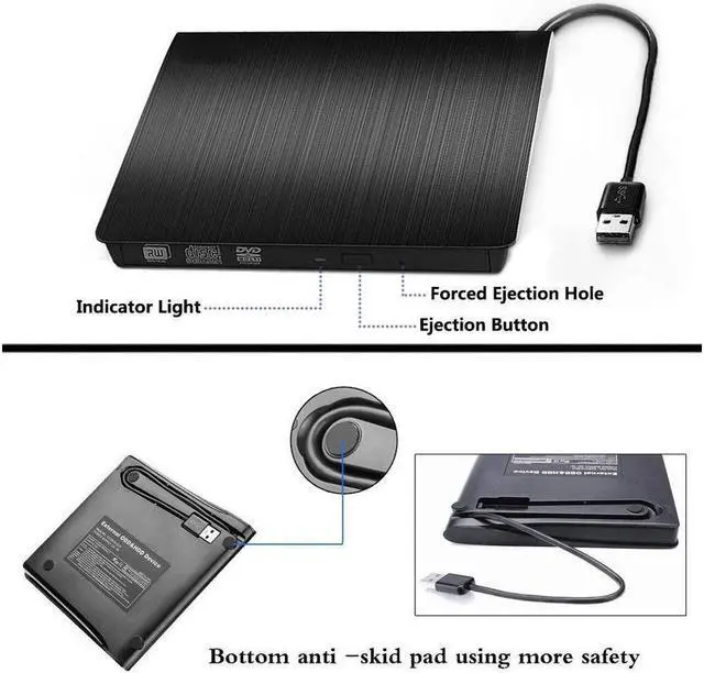 Alt view image 5 of 7 - External Optical CD Drive, USB 3.0 Portable CD/DVD +/-RW Slim DVD/CD ROM Rewriter Burner Reader Player For Laptop Desktop PC dvd burner dvd portatil Windows Linux OS Apple Mac