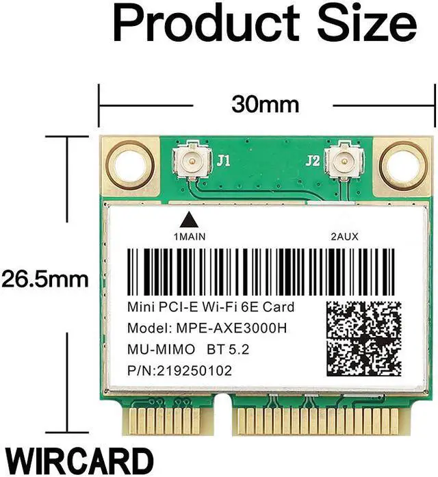 Alt view image 4 of 6 - Wifi 6E 5374Mbps Bluetooth 5.2 MPE-AXE3000H(AX210HMW) For Intel AX210 Wireless Mini PCI-E Wifi Card 2.4G/5G/6G 802.11ax/ac MU-MIMO Network Adapter Than AX200 For Windows 10*64bit