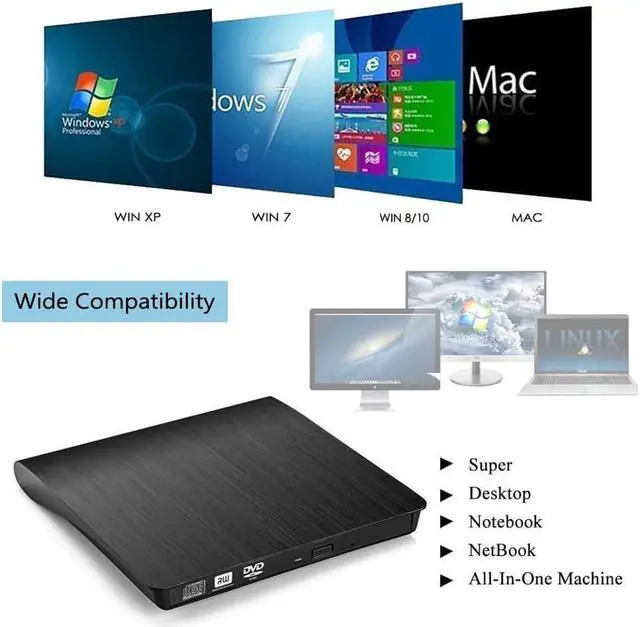Alt view image 4 of 7 - Portable USB 3.0 Type C DVD-ROM Optical Drive External Slim CD ROM Disk Reader Desktop PC Laptop Tablet Promotion DVD Player