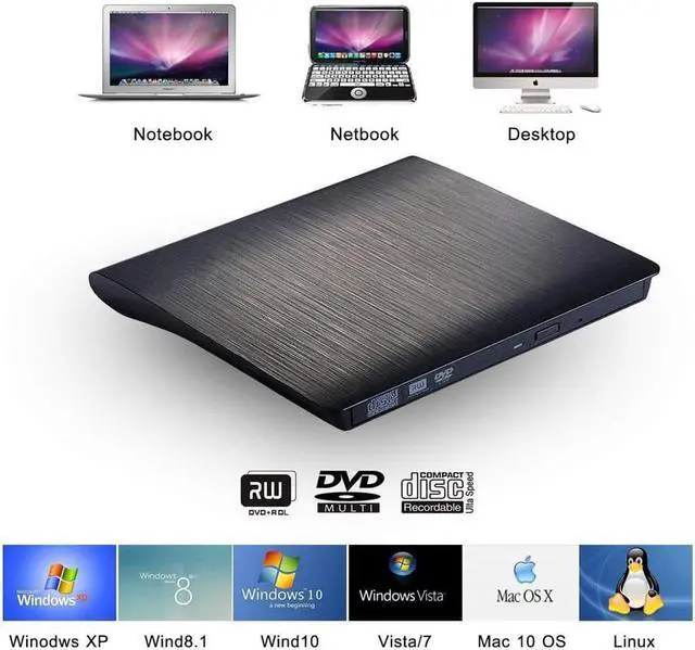Alt view image 6 of 7 - Portable USB 3.0 Type C DVD-ROM Optical Drive External Slim CD ROM Disk Reader Desktop PC Laptop Tablet Promotion DVD Player