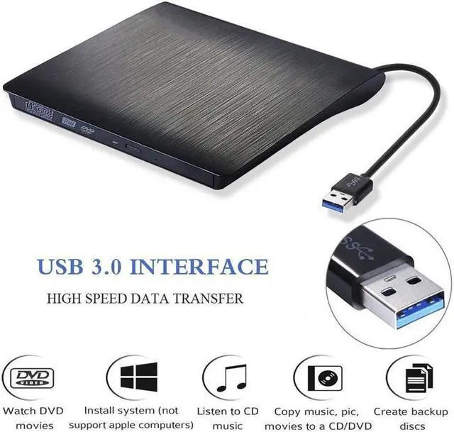 Alt view image 2 of 7 - Portable USB 3.0 Type C DVD-ROM Optical Drive External Slim CD ROM Disk Reader Desktop PC Laptop Tablet Promotion DVD Player