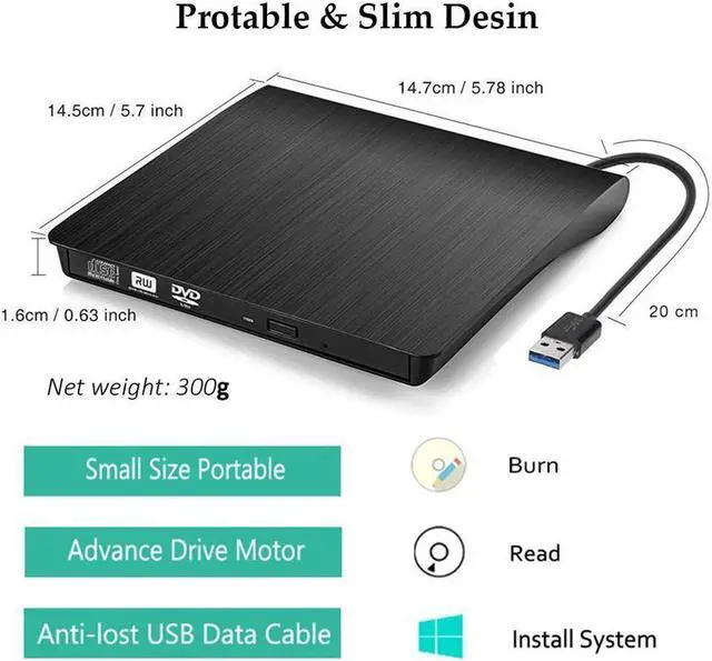 Alt view image 3 of 7 - Portable USB 3.0 Type C DVD-ROM Optical Drive External Slim CD ROM Disk Reader Desktop PC Laptop Tablet Promotion DVD Player