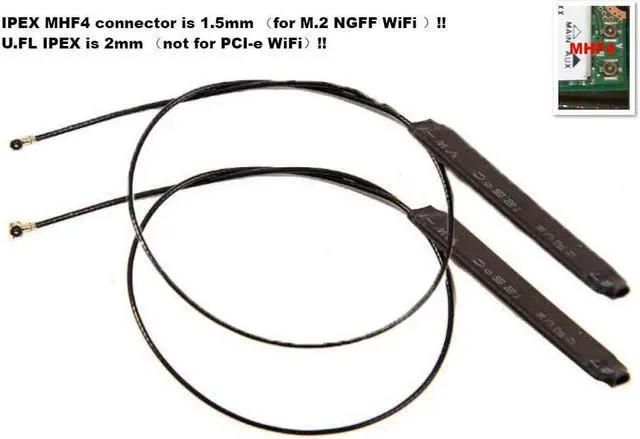 Main image of A Pair of IPEX MHF4 2.4G/5G Wifi Antennas for Intel 7260 7265 8260 8265 9260 9560 17265 AC AX200 AX Killer M.2 NGFF Card 3G LTE(4G) GPRS GSM CDMA WLAN Card Banana Pi M2 Zero Bluetooth Wifi Antennas