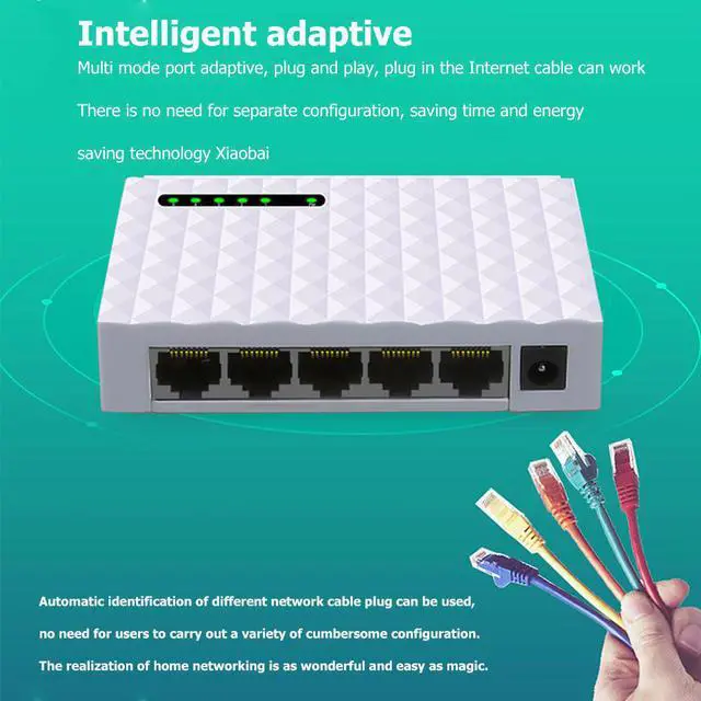 Alt view image 6 of 8 - TelDaykemei 1000M Gigabit Mini 5 Port Fast Ethernet Network Switch LAN Hub RJ45 Ethernet and Switching Hub Shunt Desktop Switch