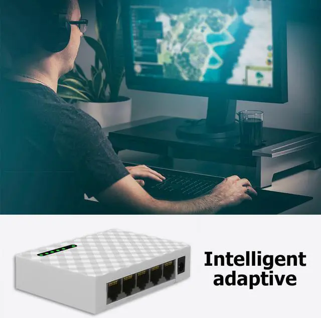 Alt view image 3 of 8 - TelDaykemei 1000M Gigabit Mini 5 Port Fast Ethernet Network Switch LAN Hub RJ45 Ethernet and Switching Hub Shunt Desktop Switch