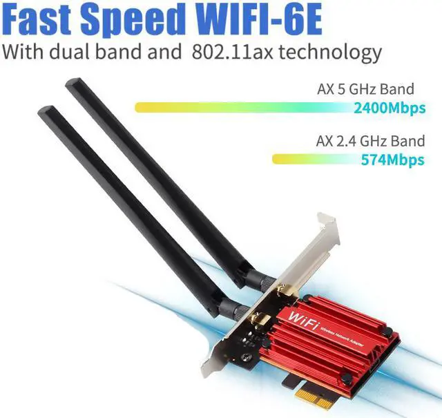Alt view image 3 of 7 - AX3000 Bluetooth 5.3 Wifi 2 In 1 WIFI 6E Intel AX210 PCI Express WifI 6 Adapter Tri band 5374M Wireless PCIE Network Card Windows 11 Window 10 For PC Desktop