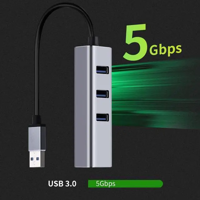 Alt view image 6 of 6 - USB C HUB 1000Mbps 3 Ports USB 3.0 Type C HUB USB to Rj45 Gigabit Ethernet Adapter for MacBook Laptop Computer Accessories