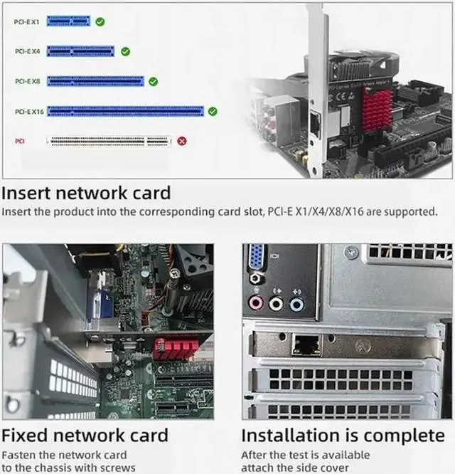 Alt view image 6 of 7 - 2.5G PCI-E To RJ45 Network Card RTL8125B Chip Gigabit Ethernet PCI Express Network Card 10/100/2500Mbps 1Gbps/2.5Gbps For PC