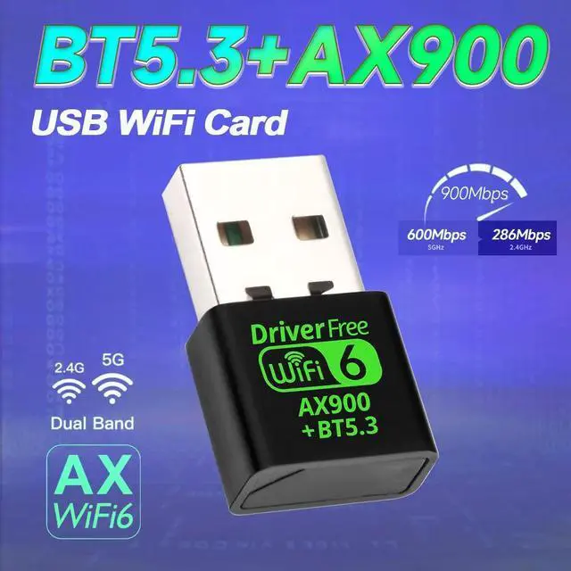 Alt view image 2 of 6 - TelDaykemei AX900 USB WiFi 6 Bluetooth 5.3 Adapter 2in1 Dongle Dual Band 2.4G&5GHz USB WiFi Network Wireless Wlan Receiver DRIVER FREE