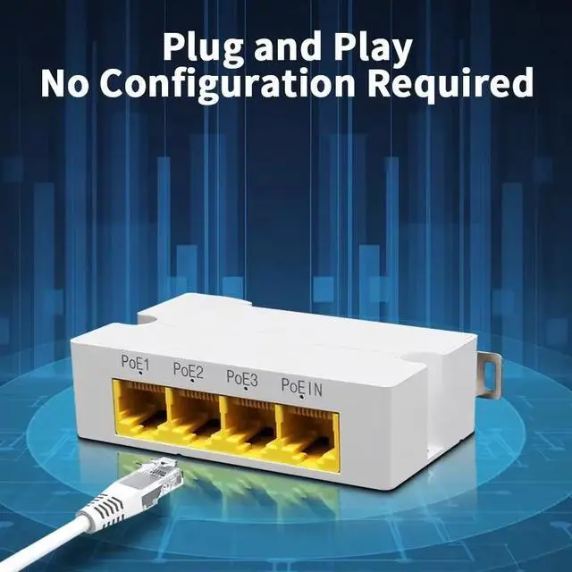 Alt view image 5 of 7 - TelDaykemei 4 Port 100/1000M POE Extender Gigabit Network Switch Repeater IEEE802.3af/at Plug&Play for PoE Switch NVR IP Camera AP