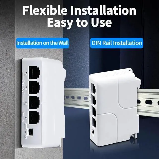 Alt view image 5 of 6 - TelDaykemei  4 Port POE Extender 10/100Mbps 1 to 3 Network Switch Repeater with IEEE802.3af Plug&Play for PoE Switch NVR IP Camera AP