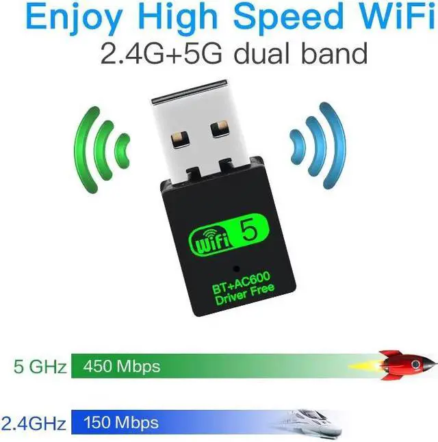 Main image of TelDaykemei 600Mbps USB WiFi Bluetooth Adapter 2in1 Dongle Dual Band 2.4G 5GHz USB Wi-Fi 5 Network Wireless Wlan Receiver DRIVER FREE