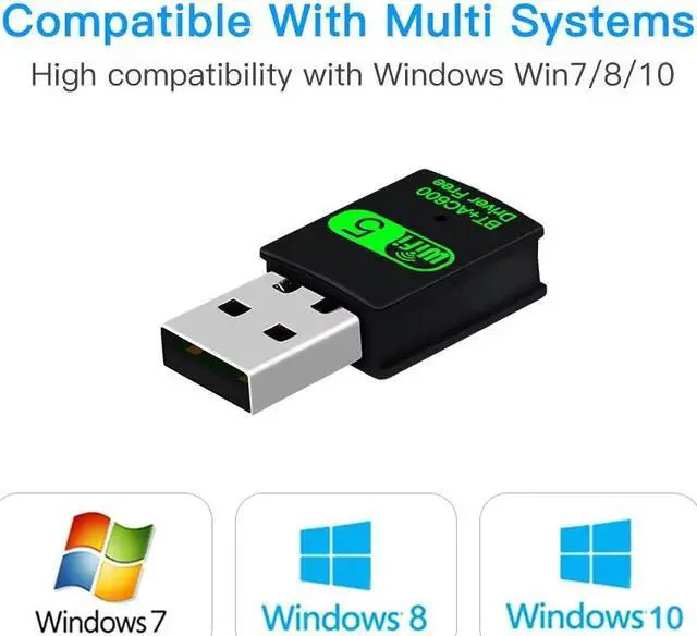 Alt view image 6 of 6 - TelDaykemei 600Mbps USB WiFi Bluetooth Adapter 2in1 Dongle Dual Band 2.4G 5GHz USB Wi-Fi 5 Network Wireless Wlan Receiver DRIVER FREE