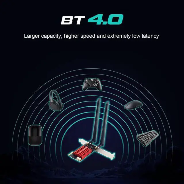 Alt view image 4 of 6 - TelDaykemei WiFi 5 PCI-E Wireless Adapter AC1200 Network Card Dual Band 2.4G/5GHz 802.11AC For Bluetooth 4.0 Desktop Windows 7/8/10/11