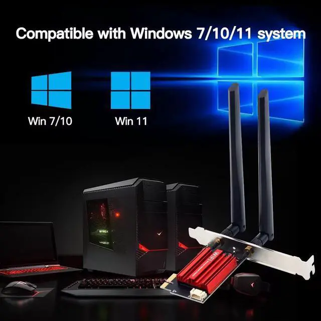 Alt view image 5 of 6 - TelDaykemei WiFi 5 PCI-E Wireless Adapter AC1200 Network Card Dual Band 2.4G/5GHz 802.11AC For Bluetooth 4.0 Desktop Windows 7/8/10/11