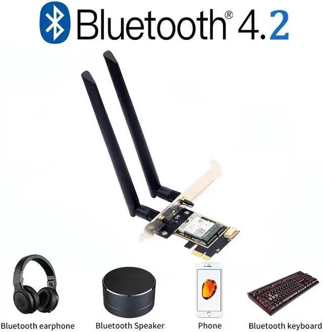 Alt view image 3 of 6 - TelDaykemei 1200Mbps Bluetooth 4.2 PCi Express Wifi Adapter 2.4G/ 5G Dual Band AC7265 Wireless PCI-E Card For Desktop PC