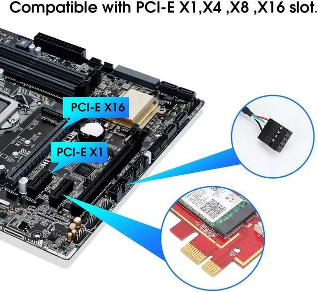 Alt view image 5 of 6 - TelDaykemei 1200Mbps Bluetooth 4.2 PCi Express Wifi Adapter 2.4G/ 5G Dual Band AC7265 Wireless PCI-E Card For Desktop PC