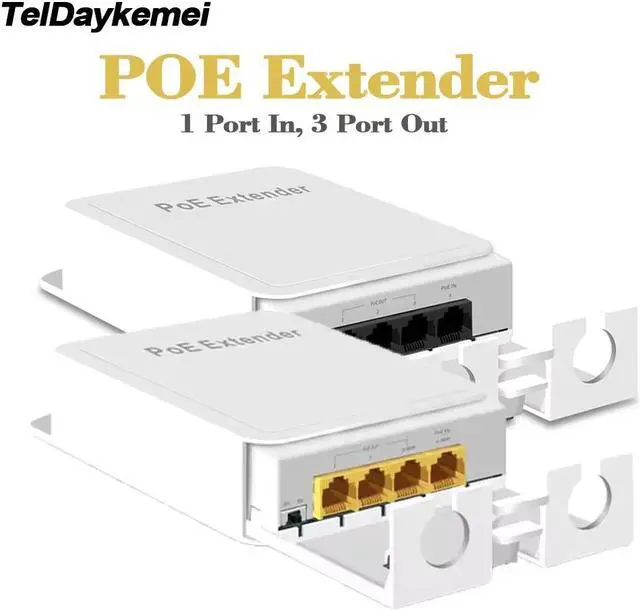 Main image of TelDaykemei Waterproof POE Extender Repeater 4 Port 1000Mbps Outdoor Network IP55 VLAN 44-57V for POE Camera Wierless AP