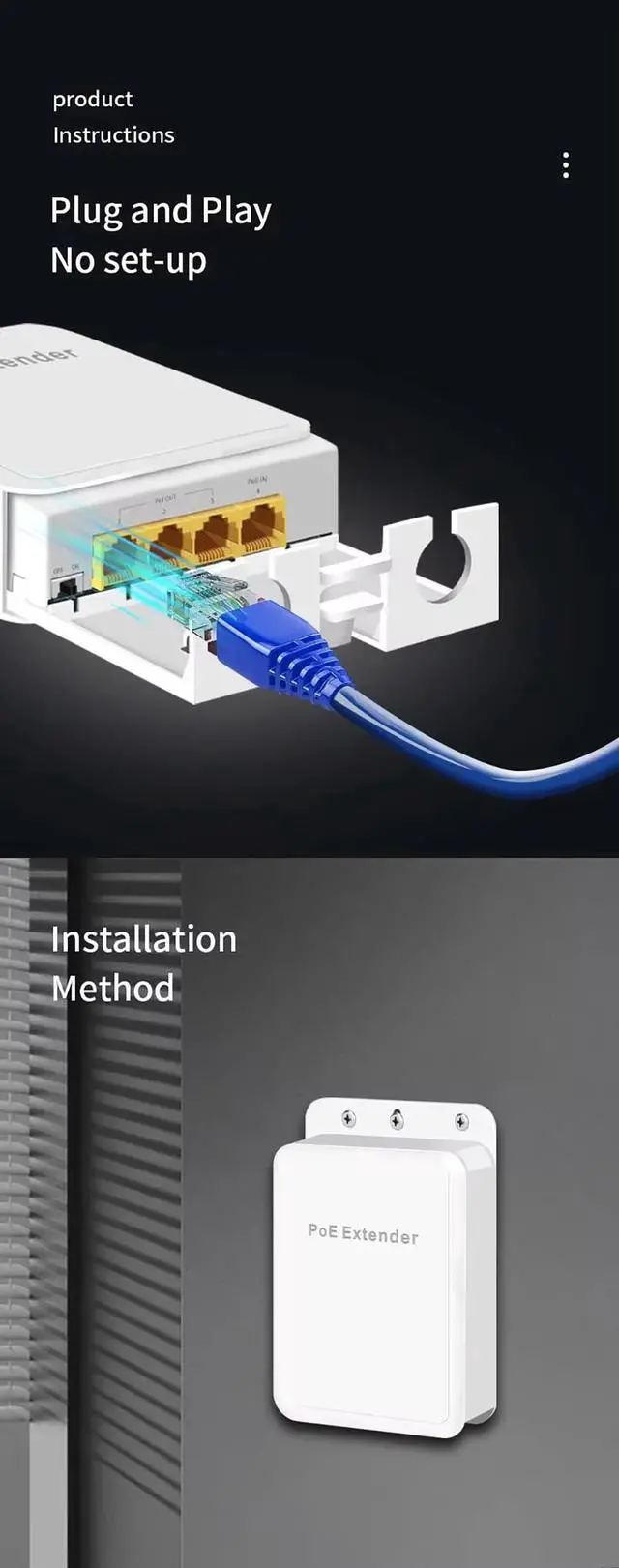 Alt view image 6 of 6 - TelDaykemei 4 Port Waterproof POE Repeater 10/100Mbps Outdoor Network POE Extender IP55 VLAN 44-57V 30W IEEE802.3af for POE System Camera