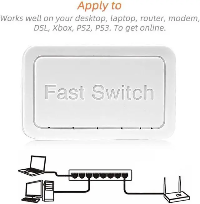 Alt view image 3 of 7 - TelDaykemei 10/100 / 1000Mbps Mini Gigabit Network Switch 5 Port Ethernet Switch Internet Splitter Desktop RJ45 Hub