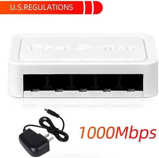 Alt view image 2 of 7 - TelDaykemei 10/100 / 1000Mbps Mini Gigabit Network Switch 5 Port Ethernet Switch Internet Splitter Desktop RJ45 Hub