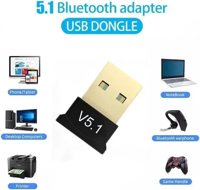 Alt view image 2 of 6 - TelDaykemei USB Bluetooth 5.1 Adapter Transmitter Receiver Bluetooth Audio Bluetooth Dongle Wireless USB Adapter for Computer PC Laptop