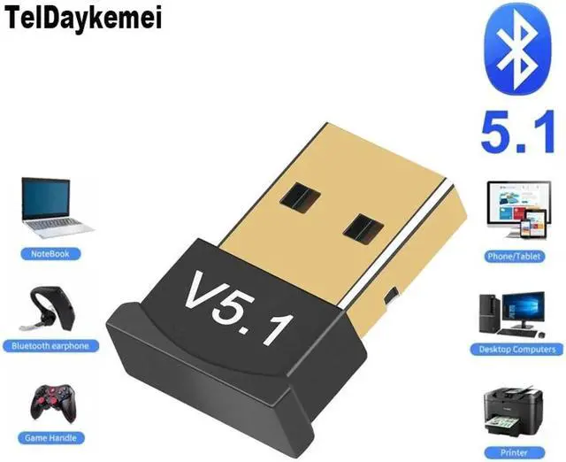 Main image of TelDaykemei USB Bluetooth 5.1 Adapter Transmitter Receiver Bluetooth Audio Bluetooth Dongle Wireless USB Adapter for Computer PC Laptop