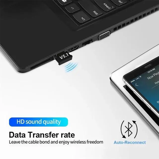 Alt view image 3 of 6 - TelDaykemei USB Bluetooth 5.1 Adapter Transmitter Receiver Bluetooth Audio Bluetooth Dongle Wireless USB Adapter for Computer PC Laptop